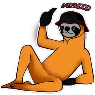 👺 4702ca82 LAZYMOOD ленивец, мультфильм, панама, животное, ленивый, расслабленный whatsapp sticker