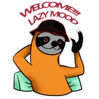 🤚 f8914706 ленивец, мультфильм, животное, шляпа, милый, смешной whatsapp sticker