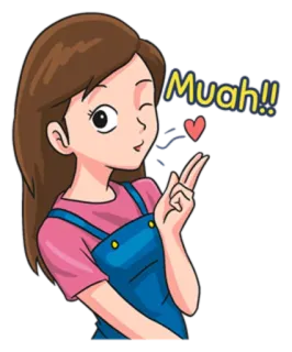 😘 1860b64d Muah!! 亲亲, 女孩, 爱心, 飞吻, 眨眼, 么么哒 telegram sticker
