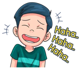 😆 22656dd8 Haha... Haha... Haha... 笑, 卡通, 男孩, 哈哈, 快乐, 表情 telegram sticker