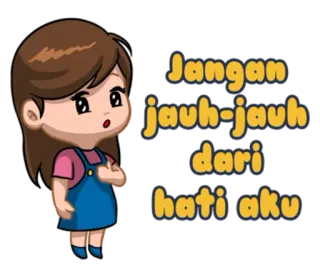 😣 35b759c0 Jangan jauh-jauh dari hati aku 卡通, 女孩, 可爱, 表情, 爱 telegram sticker