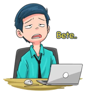 😖 62ad9c40 Bete 生气, 工作, 办公室, 疲惫, 卡通, 沮丧, 无聊 telegram sticker