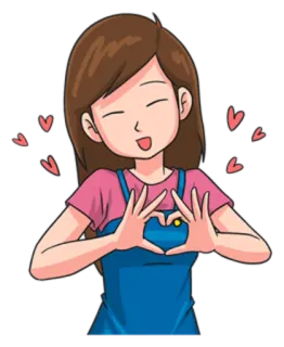 😍 da1350b4 心, 爱, 卡通, 女人, 女孩, 爱意 telegram sticker