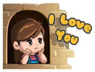😍 f759d37c I Love You 爱, 可爱, 卡通, 女孩, 窗户 telegram sticker