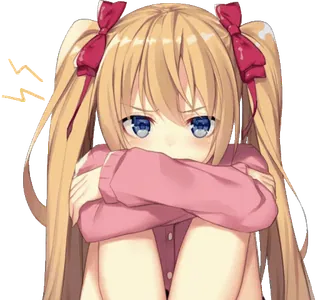 😠 6db58f81 动漫, 女孩, 可爱, 悲伤, 粉色, 双马尾 whatsapp sticker