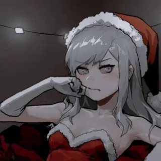 ⛓ 0648e11c Anime, Natal, Menina, Gorro de Papai Noel, Festivo telegram sticker