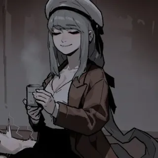 ⛓ ca5b789d mulher, anime, café, boina telegram sticker