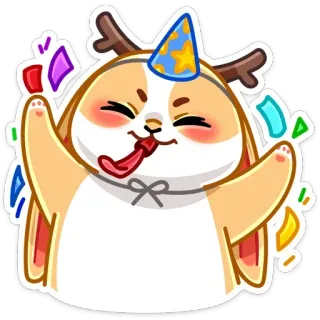 🥳 800f92b3 lapin, fête, soirée, confettis, mignon, joyeux, animaux, dessin animé telegram sticker