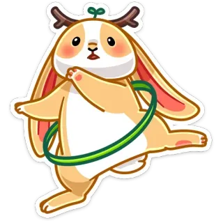 💃 a7874c3d lapin, animal, mignon, dessin animé, cerceau, bois de cerf telegram sticker