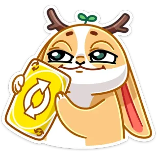 😊 b396374f lapin, carte, uno, inversion, mignon, dessin animé, animal telegram sticker
