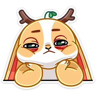 😫 b61dd65a animal, lapin, fatigué, endormi, mignon, dessin animé telegram sticker