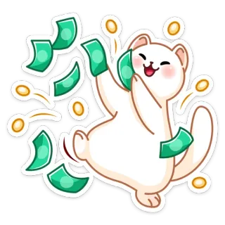 🤑 3599515e musang, uang, kartun, imut, kawaii, stiker telegram sticker