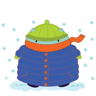 ❄ 5e15d45c invierno, dibujos animados, lindo, oso, nieve, gorro, bufanda, chaqueta whatsapp sticker