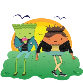 😄 8c1dd5a8 dibujos animados, pareja, lindo, personajes, amistad, animación whatsapp sticker