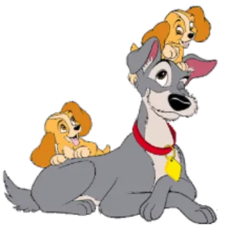 👨 3786fcd2 Lady and the Tramp dogs, puppies, cartoon, disney, family, cute, animals telegram sticker