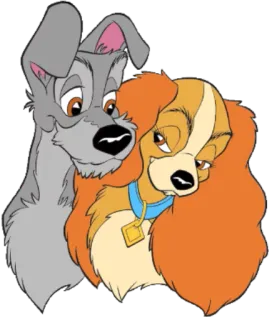 ❤ e73f2499 Lady and Tramp Lady and the Tramp dogs, cartoon, Disney, Lady and the Tramp, romance, friendship telegram sticker
