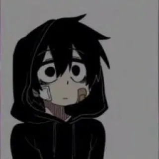 😶 2f7e7cc9 anime, character, sad, hoodie, patches whatsapp sticker