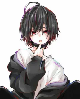 😯 422e90ad anime, boy, middle finger, gesture, hoodie whatsapp sticker