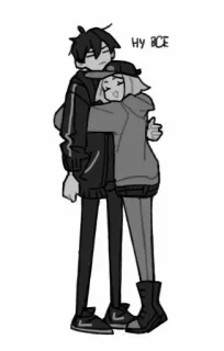 💞 ab8935d7 НУ ВСЕ cartoon, hug, anime, couple, embrace whatsapp sticker