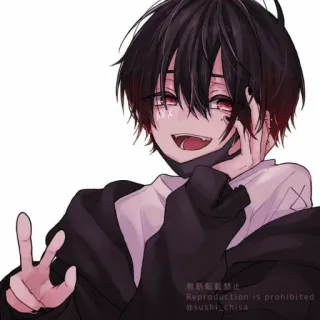 😂 d8510016 Reproduction is prohibited @sushi_chisa anime, boy, cartoon, manga, peace, sticker whatsapp sticker