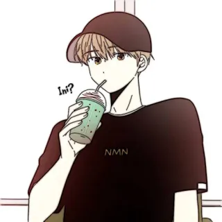 📜 42a89fd3 Ini? anime, boy, drinking, hat, cartoon telegram sticker