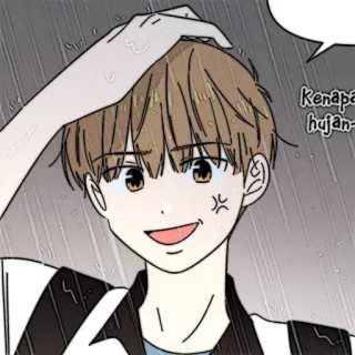 📜 59003999 Kenapa hujan- anime style, boy, rain, wet, manga, emotional, upset telegram sticker