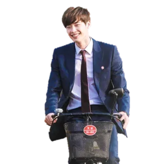 🚲 0495ddeb Schauspieler, Koreanisch, Lächeln, Fahrrad, Anzug telegram sticker