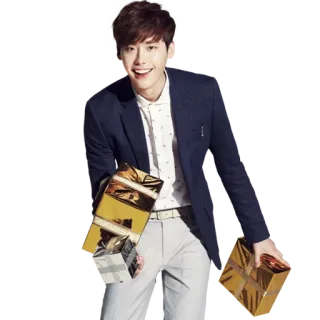 🎁 418e89b5 geschenke, anzug, mann, lächelnd, asiatisch telegram sticker