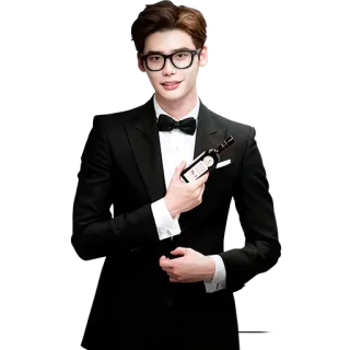 🍾 b5965c23 Mann, Anzug, Flasche, Brille, Koreanisch telegram sticker