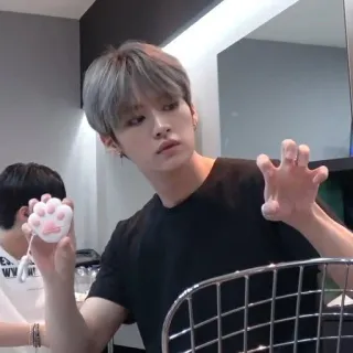 🪐 cab54960 kpop, idol, homem, cabelo grisalho, pessoa, stray kids, minho, lee know telegram sticker