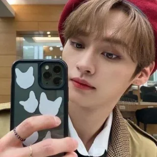 🪐 e1455cf2 Selfie, Homem, Boina, Telefone, Gatos, Adesivos telegram sticker