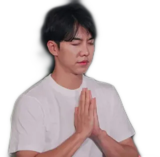 🙏 2aa08562 pria, kemeja putih, tangan, tangan terlipat, asia telegram sticker