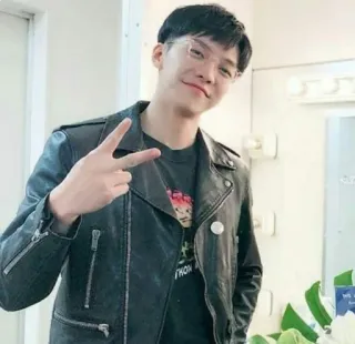 ✌️ ef4d5ada orang, pria, simbol perdamaian, kacamata, jaket kulit telegram sticker