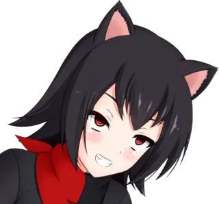😏 1a6a84ad Anime, Katmeisje, Cartoon, Schattig, Vrouwelijk telegram sticker