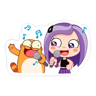 🎤 04ee3ee5 สติกเกอร์, การ์ตูน, เพลง, ร้องเพลง, ตัวละคร, ไมโครโฟน telegram sticker