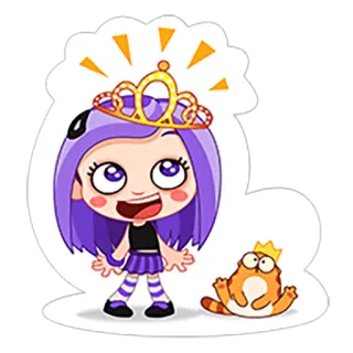 👑 60ff134e เจ้าหญิง, มงกุฎ, แมว, การ์ตูน, สติกเกอร์, ตัวละคร telegram sticker