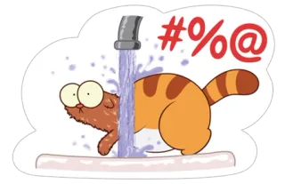 👀 8768e5db #%@ (swearing symbols) Katze, wütend, fluchen, Cartoon, Dusche whatsapp sticker