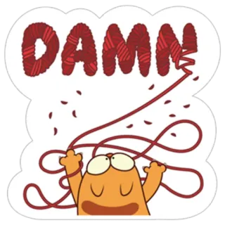 😖 a8ab6d22 DAMN Katze, Garn, wütend, frustriert, Cartoon whatsapp sticker