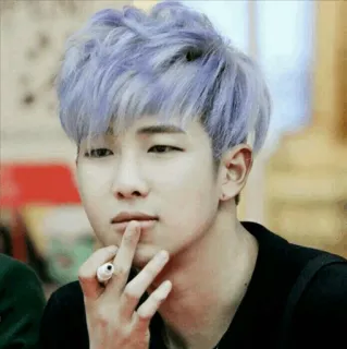 🍍 3c857e5f RM RM, Kpop, BTS, penyanyi, rambut ungu, idola telegram sticker