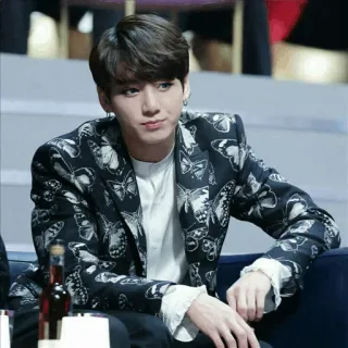🍍 4b02782c Jungkook K-pop, BTS, penyanyi, kupu-kupu, jaket, potret, pria telegram sticker