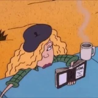 🌿 190a7964 HOWL lecture, livre, femme, dessin animé, café, détente telegram sticker