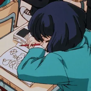 🖤 86737705 Anime, Fille, École, Dessin, Carnet de croquis telegram sticker