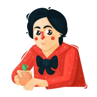 😊 6549e9e0 wanita, orang, merah, apel, kartun, lucu telegram sticker