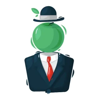 😶 f76ca152 apel, magritte, surealis, topi, setelan, seni, melayang telegram sticker