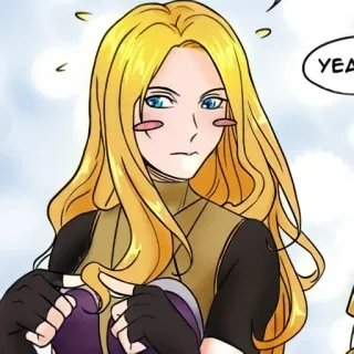 🦄 b5ccbe5f YEAH Anime, Phim hoạt hình, Tóc vàng, Tóc dài, Hộp thoại telegram sticker