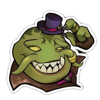 😎 911361df 스티커, 초록색, 캐릭터, 실크햇, 미소 telegram sticker