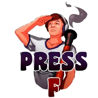 😔 8a518e6b PRESS F juego, arma, pistola, saludo, meme de internet, pulsa f telegram sticker