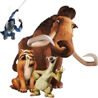 👥 d40c9c6b Ice Age 猛犸象, 剑齿虎, 树懒, 冰河时代, 卡通, 动物 telegram sticker