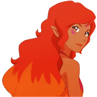 🤨 0ac15a6a мультфильм, девушка, рыжие волосы, эльф, улыбается, дружелюбный telegram sticker