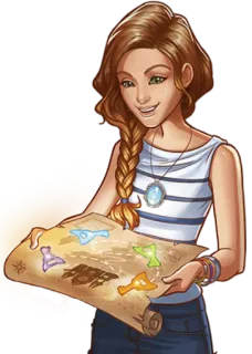 🗺 60201943 женщина, карта, мультфильм, приключение, квест, игра telegram sticker